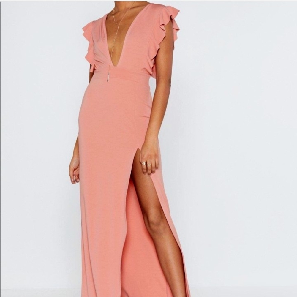 NEW Nasty Gal Blush Pink Plunge Dress